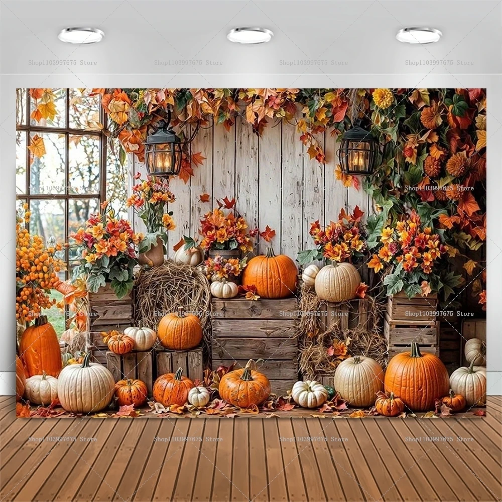 Herbst Rustikale Scheune Kürbis Kulissen Thanksgiving Party Dekorationen Fotografie Hintergrund Herbst Dekor Banner Photo Booth Requisiten