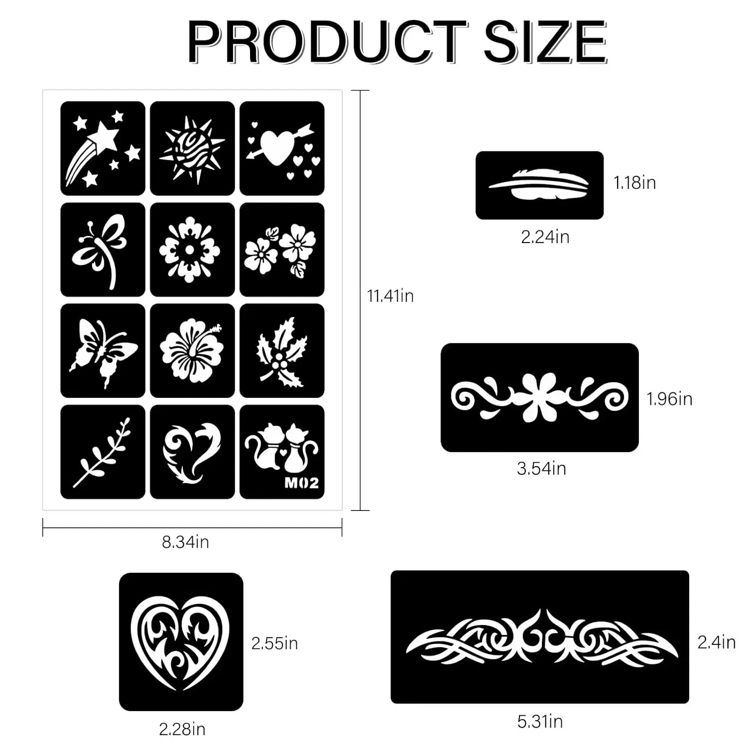 Narkasy 20/10/5/3 Sheets Tattoo Stencils Stickers Various Pattern Tattoo Sticker Mixed Designs Tattoo Stencils Woman Randomly