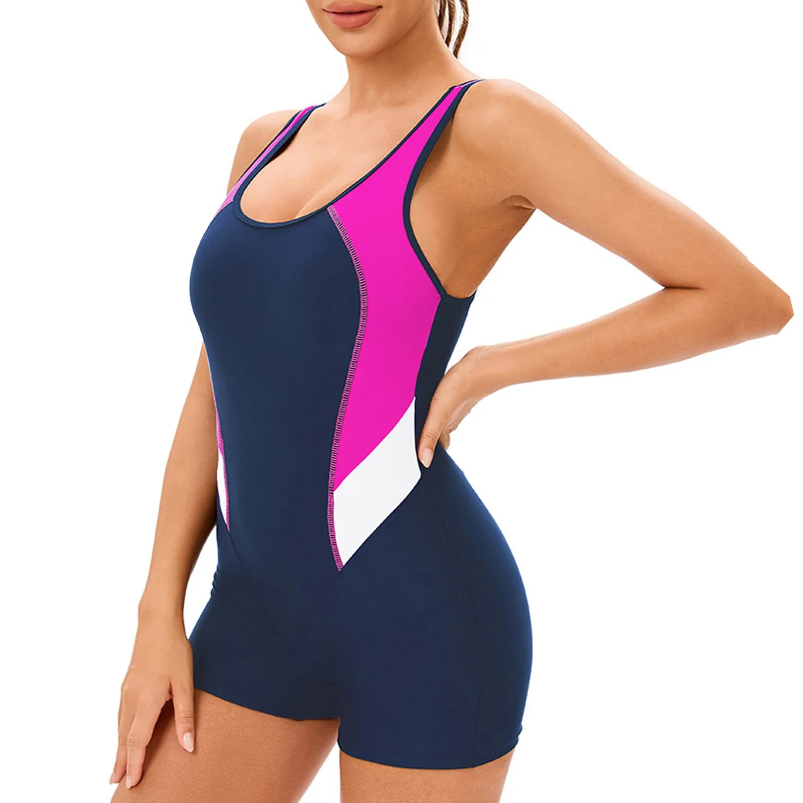 Swimsuit women 2025 Professional Sport One Piece  Swimsuits Patchwork Sleeveless Sexy Backless Wetsuit With Breast Pad Swimwear