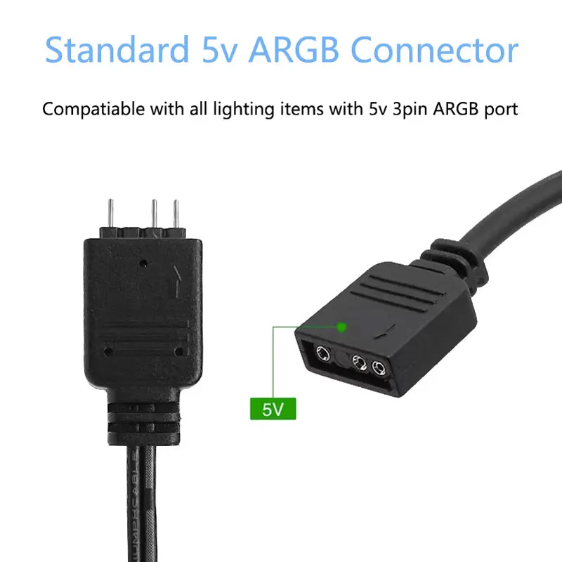 Angitu SATA to 3Pin 5V ARGB Lighting Adapter Sata Power Supply Fan Lighting Cables-30cm