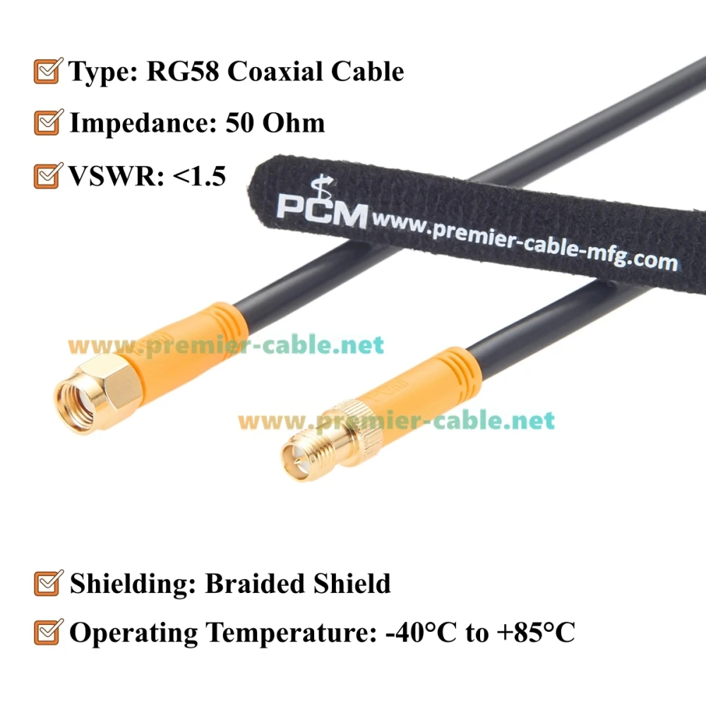 RP-SMA Stecker auf RP-SMA Buchse Verlängerungskabel RG58 50 Ohm RF-Koaxialkabel für WLAN-Antenne, Router, Drahtlosnetzwerkkarte – Detail 2