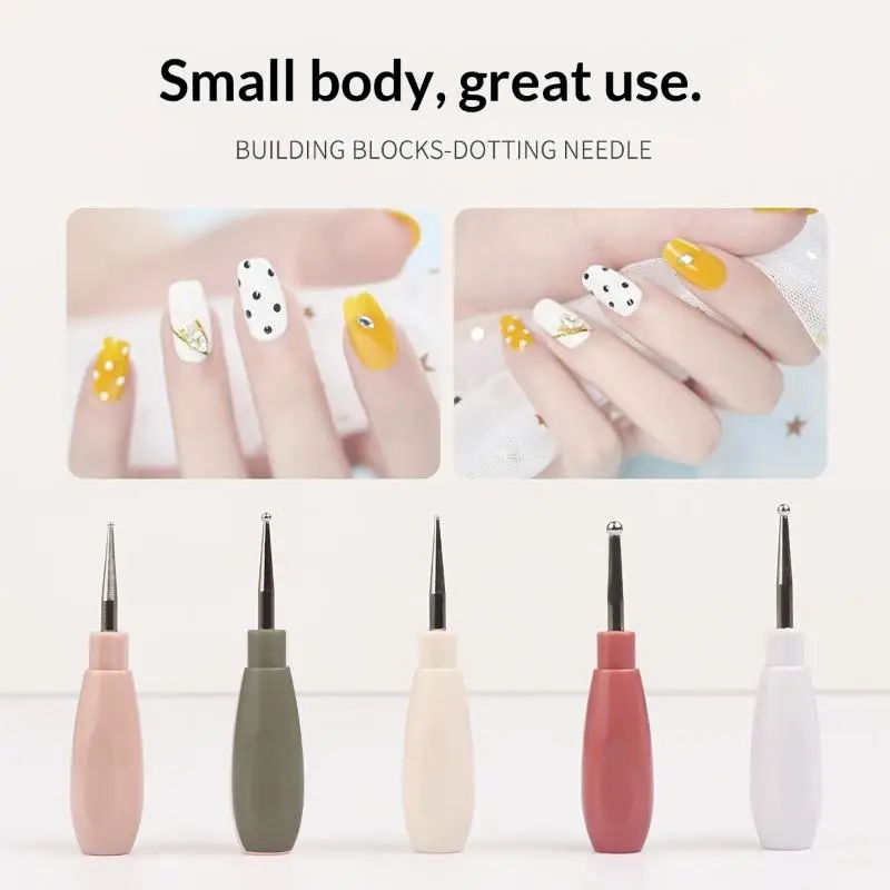 Nail Art Flower Drawing Pen Set 5Pcs Interlockable Dotting Multicolor Handle Liner for DIY Manicure Salon Tool Set
