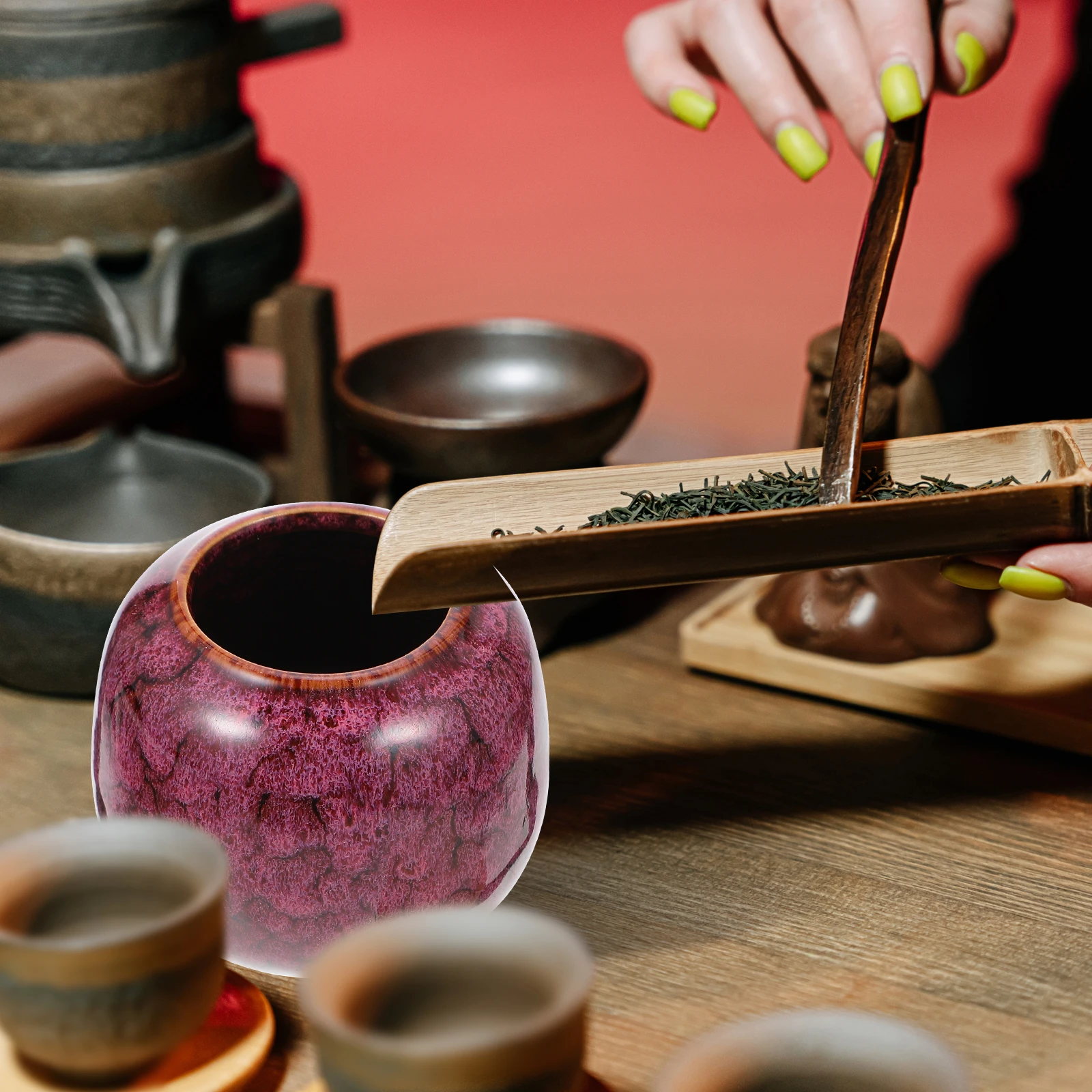 

Premium Ceramic Tea Jar For Household Use, Airtight Food Storage Container Moisture Proof Insect Proof For Tea Leaves Coffee