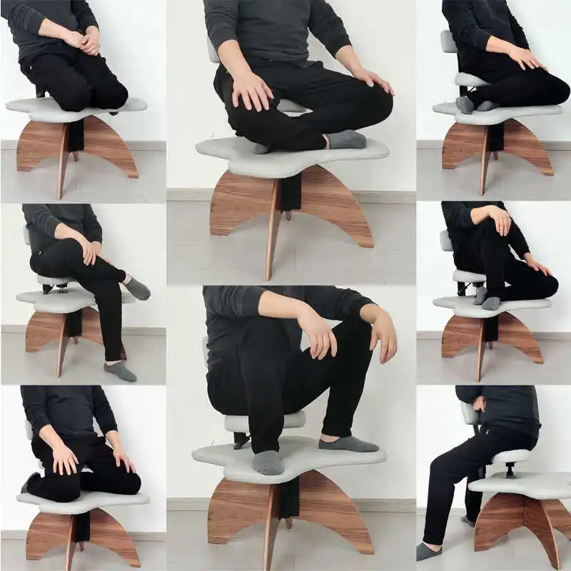 

Ergonomic Office Kneeling Chair with Wooden Legs Adjustable Posture Support for Office & Home – Improves Back Pain & Stability