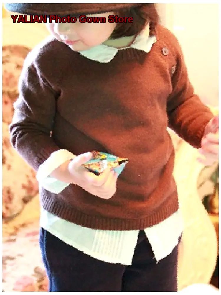 Kids Cashmere Round Neck Raglan Buttoned Infant Base Layer Top Boys Girls