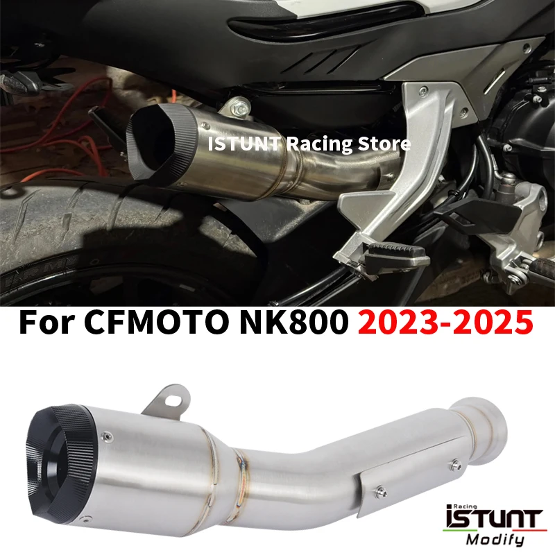 

Slip On For CFMOTO NK800 NK 800 2023 2024 2025 Motorcycle Exhaust Systems Mid Link Pipe Escape Moto End Tube Muffler