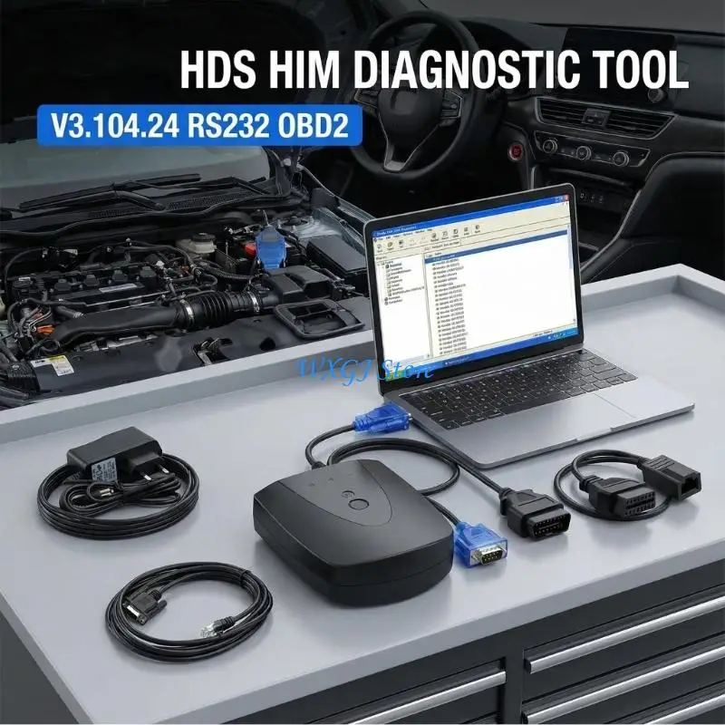 

37JE HIM HDS 104.24 OBD2 Programmer Tool Coding OBDII Car Diagnostic USB To RS232