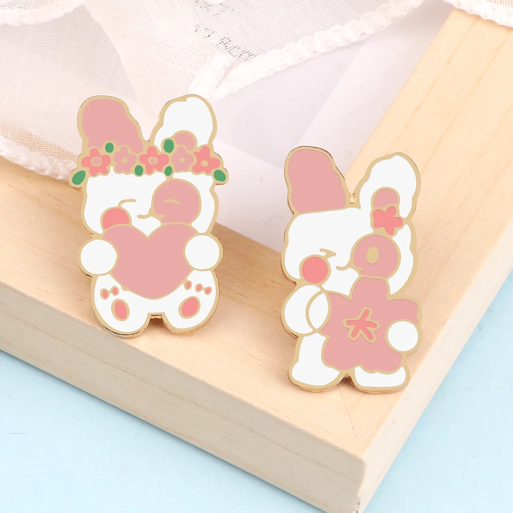 Animal Evil Rabbit Enamel Pins Cute Cartoon Bunny Brooches for Kids Girls Cool Feminist Backpack Lapel Badge Metal Jewelry Gifts
