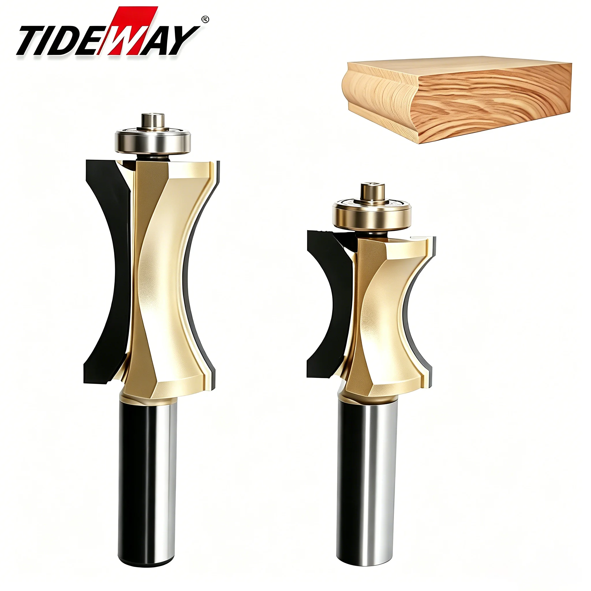 Tideway Convex Router Bits Oval Edge 12.7mm Finger Nail Type Bit Shallow Bullnose CNC Milling Cutter For MDF Particle Board