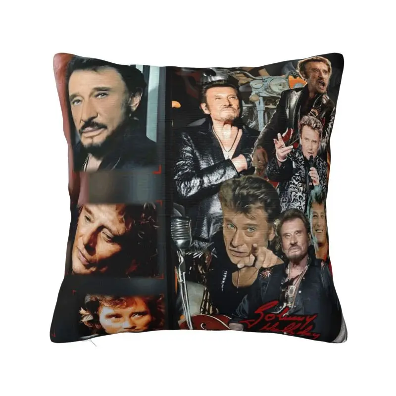 French Rock Music Johnny Hallyday Cushion Cover 55*55 cm Polyester Throw Pillow Case Living Room Decoration Bedding Pillowslip