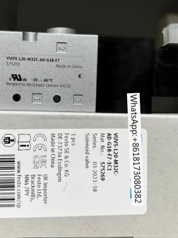 Two position three-way solenoid valve VUVS-L20-M32C-AD-G18-F7 1C1 1B2 3W