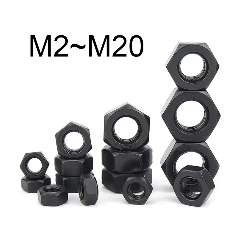 

1~50PCS 304 Stainless Steel Black Hexagon Nut M2 M2.5 M3 M4 M5 M6 M8 M10 M12 M14 M16 M18 M20 Hex Nuts