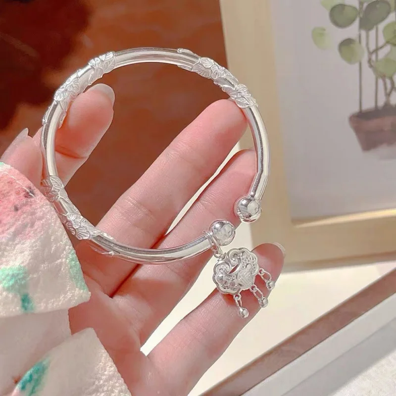 

Женский браслет с цветущими цветами 9999, тонкий серебряный браслет с замком мира, открытый стиль для подруги