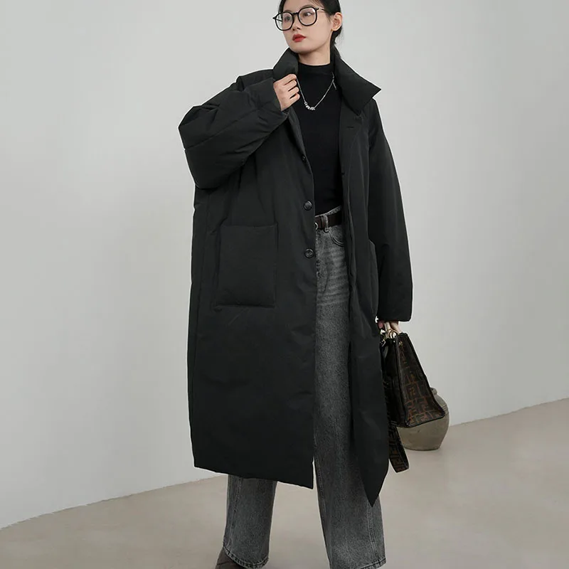 Temperament Mode Jas 2025, Dames Patchwork Katoenen Jas Losse Opstaande Kraag Effen Kleur Dons Katoenen Jas Dames