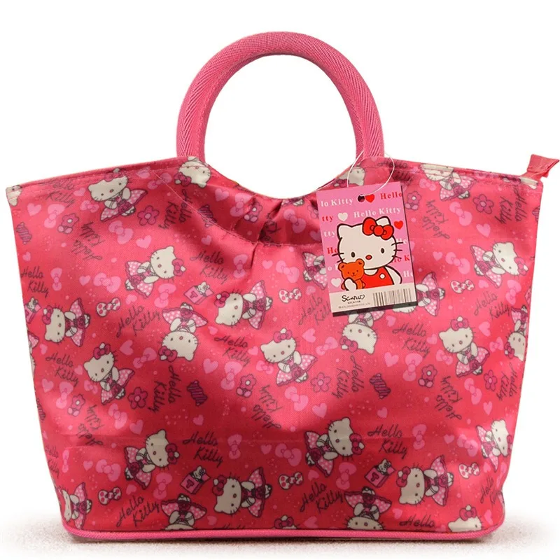 

Hello Kitty Handbag Cute Anime Versatile Women Bag Waterproof Printing Oxford Cloth Shopping Storage Kawaii Girl Gift Wholesale