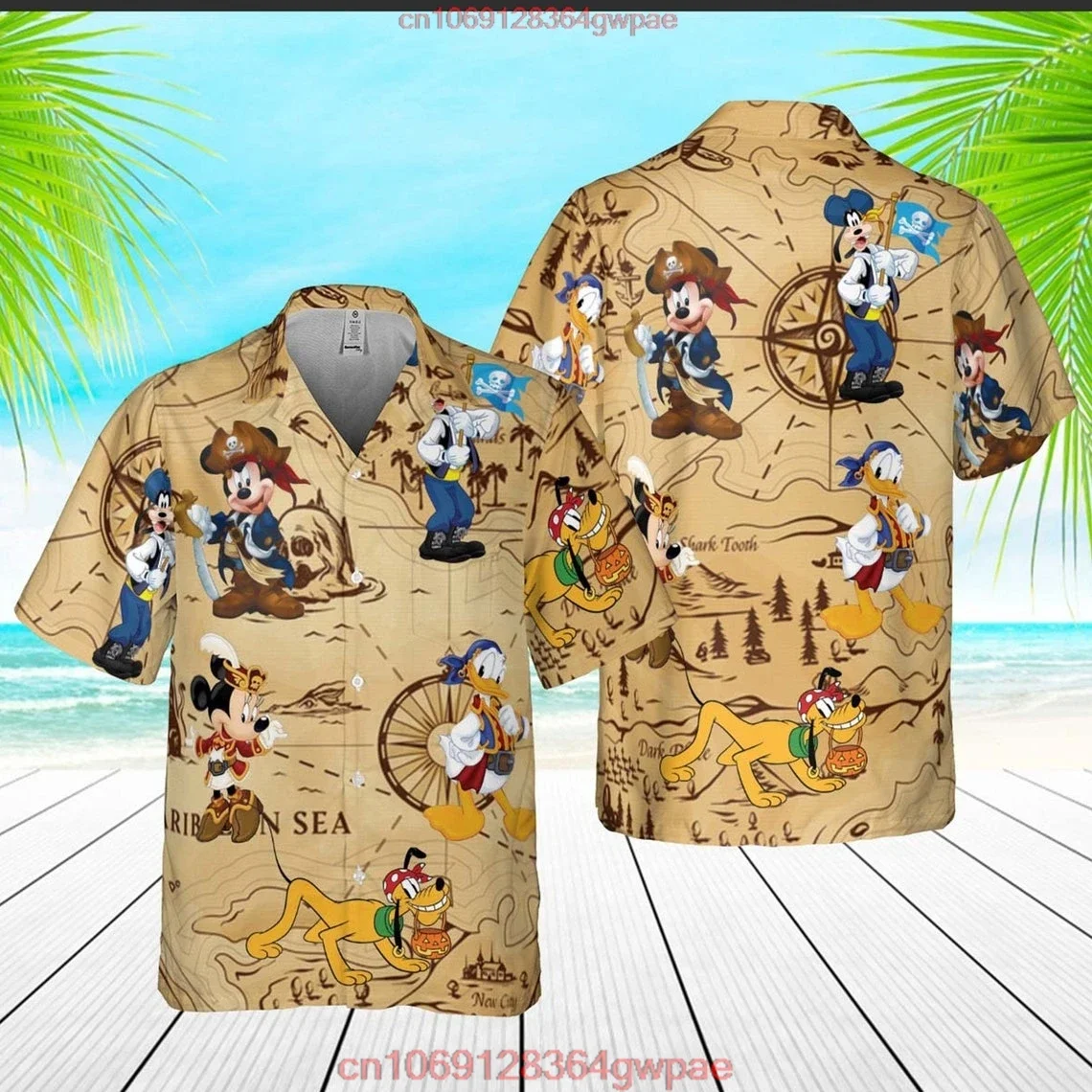 Retro Pirated of the Caribbean Mickey and Friend Hawaiian Shirt Mickey Pirate Vintage Hawaiian Shirt Retro Pirate Mickey Shirt