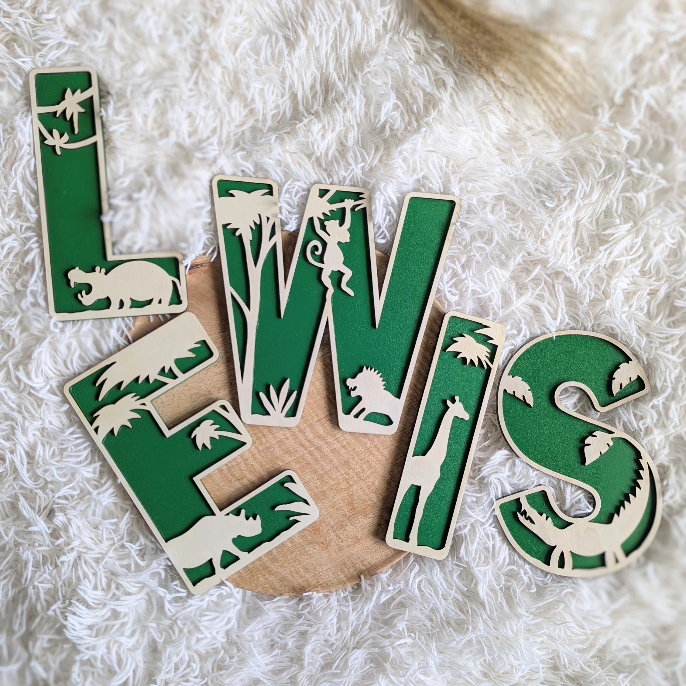 Personalized Animal Name Sign Wooden Animal Letters Wall Decor Custom Alphabet Plaque Nursery Room Decoration Animal Theme Gift