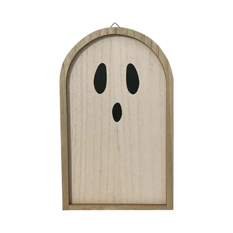 Ghost Wooden Sign Wooden Wall Decor Halloween Boo Ghost Spooky Table Sign For Outdoor Yard