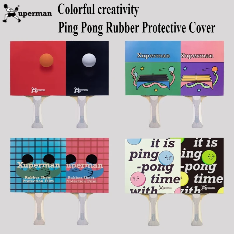 

2/4/6PCS Xuperman Creative Colored Table Tennis Rubber Protective Film Composite PVC Material Dustproof Washable And Reusable