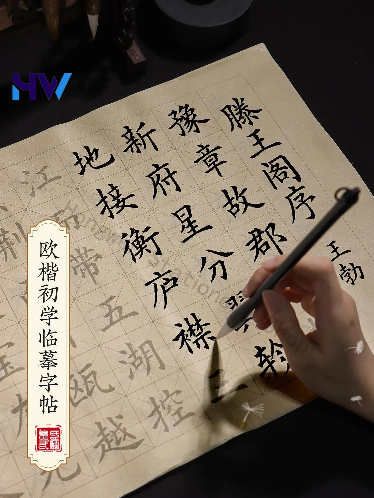 HVV Medium Regular Script Calligraphy Copybook Set with Brush Pen for Beginners Orchid Pavilion Preface Tengwangge Practice
