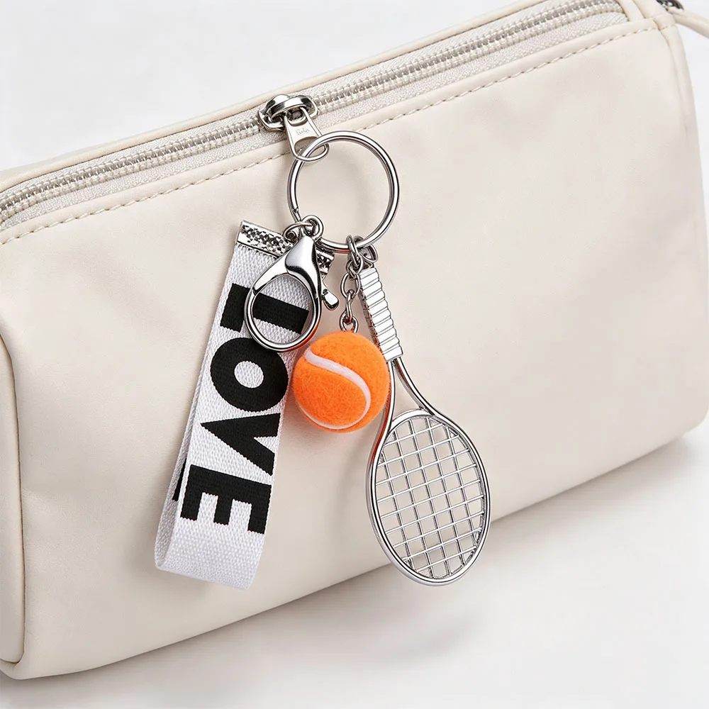 Jewelry Simple Tennis Keychain Tennis Racket Creative Tennis Racket Pendant Sport Fashion Sports Keyring Kids