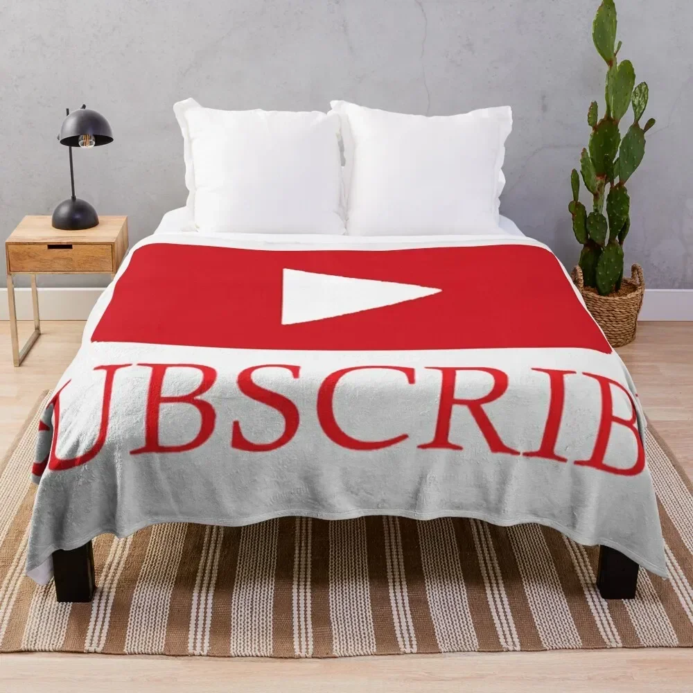 Youtube logo and subscribe button Throw Blanket Flannel Retros Thermal Blankets For Sofas Blankets