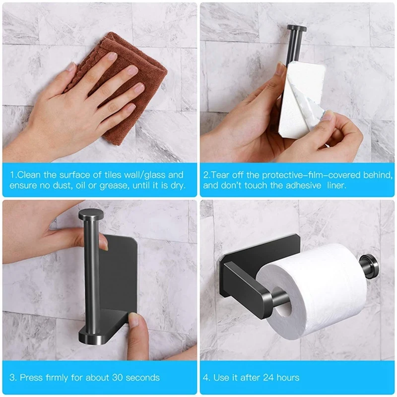 3X Toilet Paper Holder Self Adhesive Kitchen Washroom Adhesive Toilet Roll Holder No Drilling For Bathroom Stick