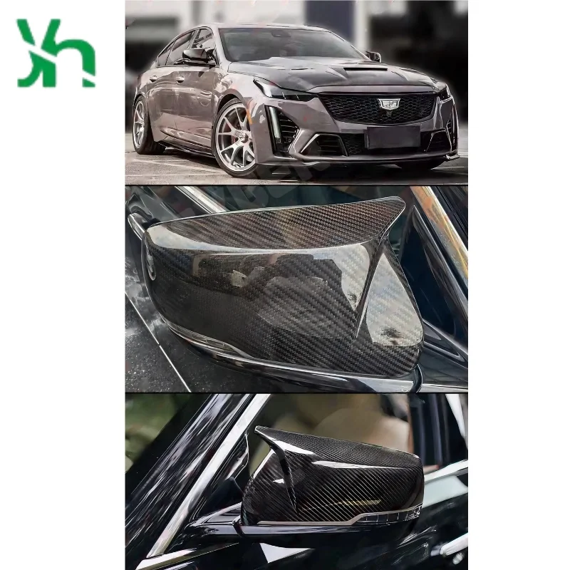لكاديلاك CTS CT5 CT6 2014-23 غطاء مرآة الرؤية الخلفية ملحق خارجي مرآة الرؤية الخلفية ألياف الكربون مرآة جانبية #4