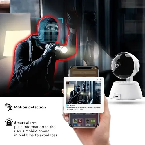Imagen 2 del producto Mini cámara IP inteligente WiFi de 8MP, 4K, inalámbrica, seguimiento automático inteligente, Audio bidireccional, Monitor para mascotas y bebés, cámara de vigilancia para el hogar