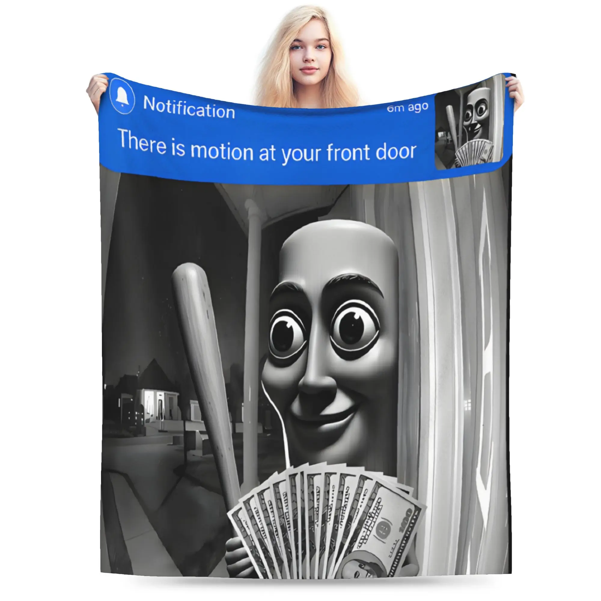 There Is Motion At Your Front Door Tung Tung Tung Sahur  Blanket Soft Flannel Healing Gifts  Throw Blankets Bedspread