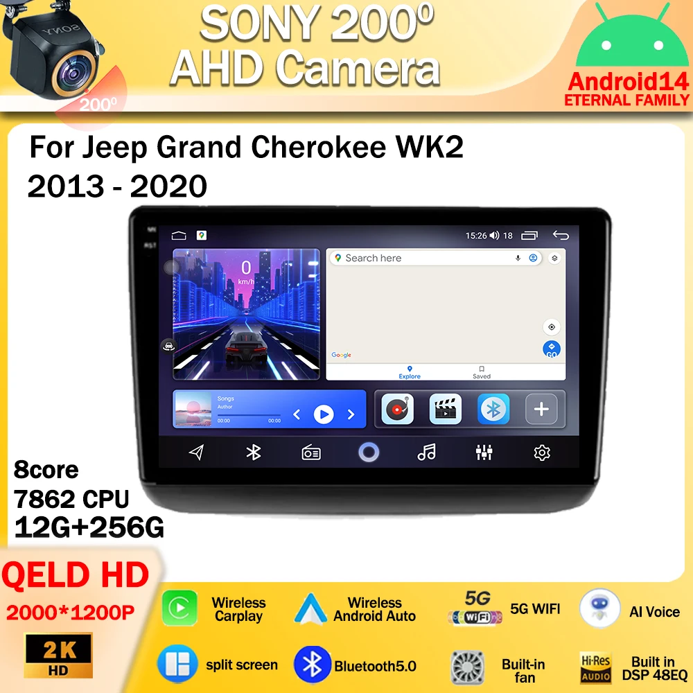 

9 Inch Android Auto For Jeep Grand Cherokee WK2 2013 - 2020 Car Radio Autoradio GPS Navigation Stereo IPS DSP No 2Din 2 Din DVD