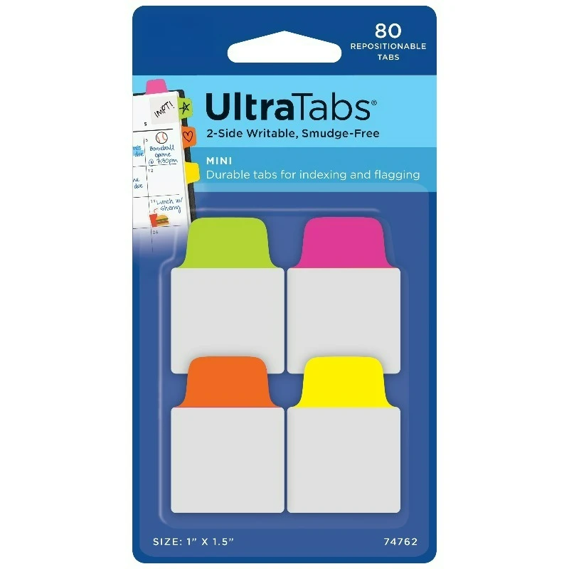 

Мини-закладки Ultra Tabs, 1" x 1.5", 80 мини-закладок, разноцветные неоновые