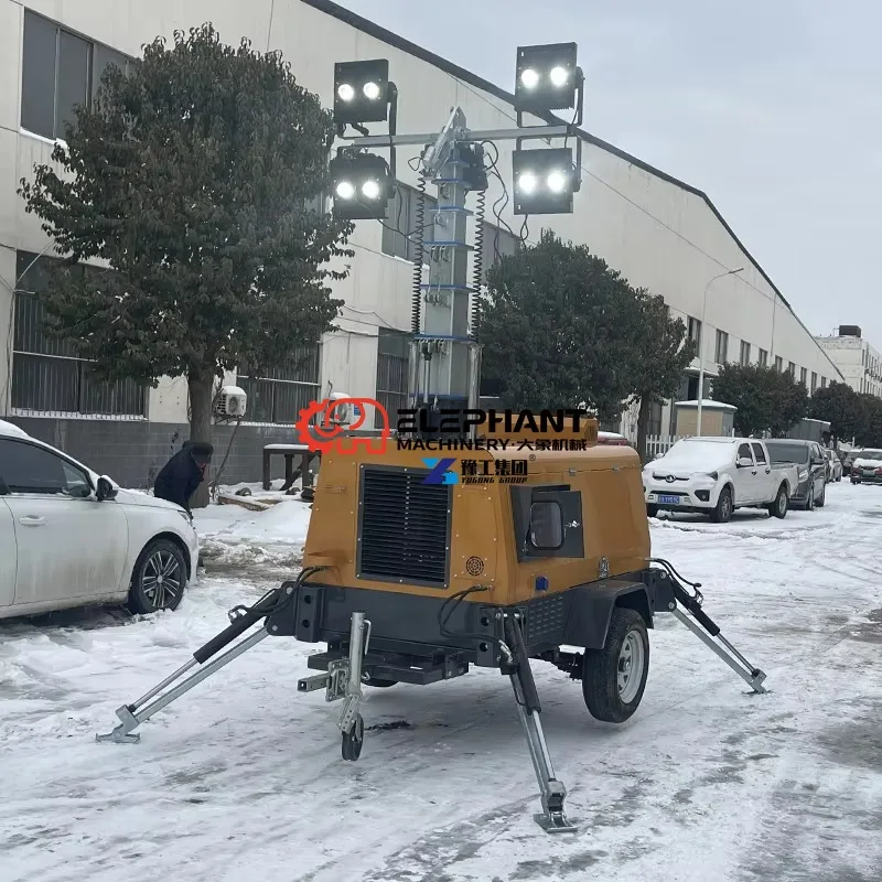 Hot Sale Manufacturer Supplier 7m 9m Emergency LED Light Towers 4*400w White Emission with Diesel Petrol Generator