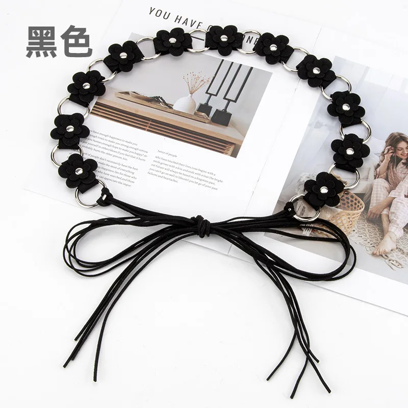 سلسلة خصر جلدية مضفرة على شكل زهرة بوهيمية للسيدات، تصميم نسائي، حزام فستان مزخرف بنمط العطلة