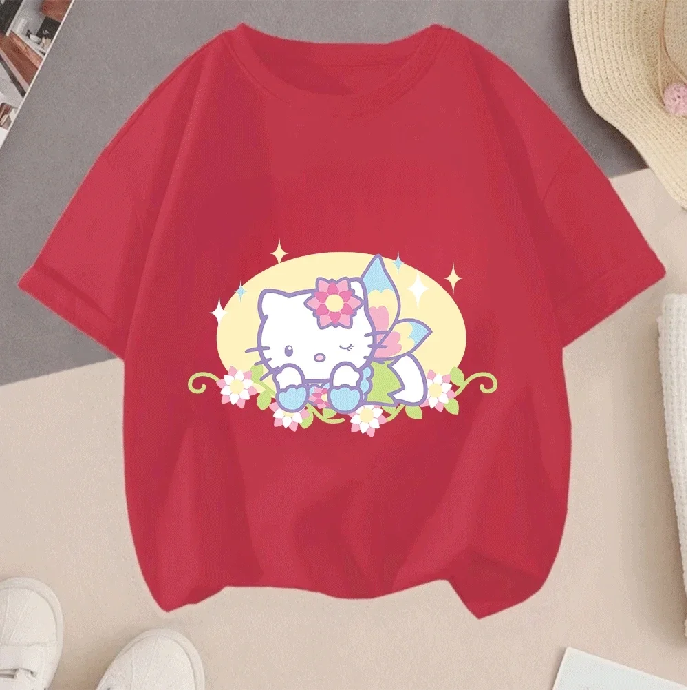 

Hot Sale Casual Summer Short Sleeve Tees Hello Kitty Cartoon 2026 New 2D Print For Kids Teenagers Boys Girls
