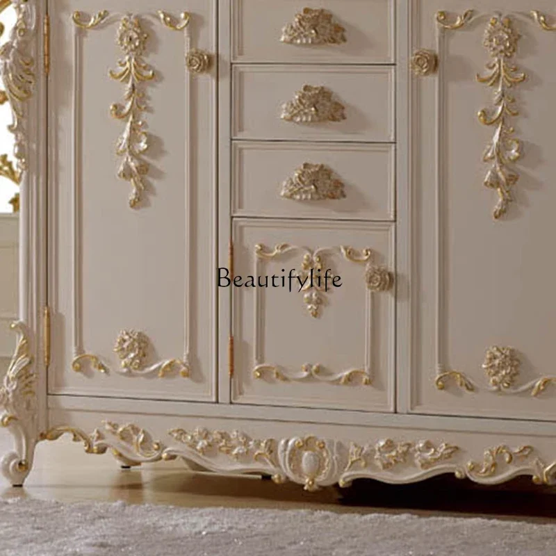 PG46 المحكمة الفرنسية جميع الخشب الصلب خزانة جانبية لتناول الطعام خزانة الشاي المنزلية