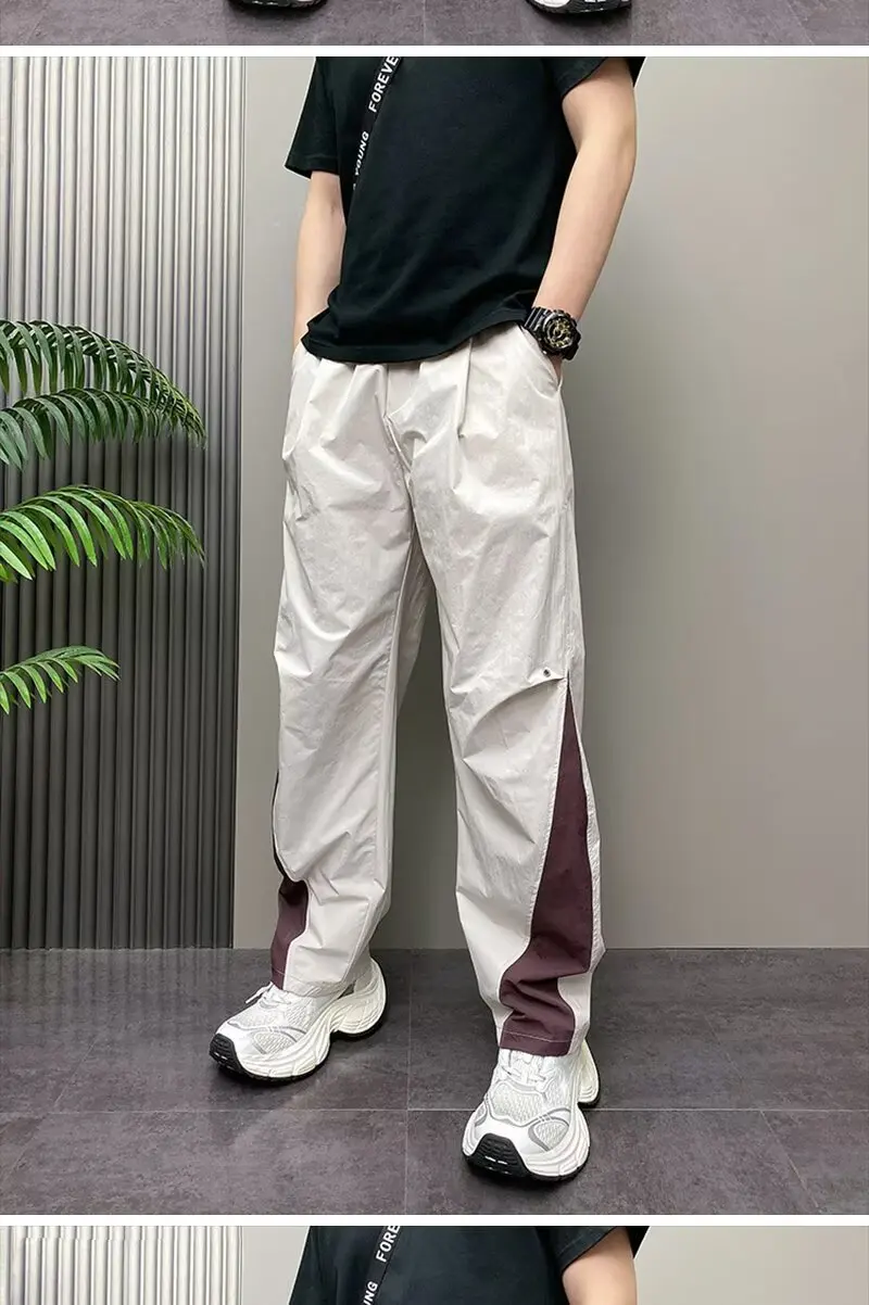 

Осень 2022, модные мужские корейские брюки Pi Shuai, прямые брюки контрастного цвета, повседневные спортивные элитные интернет-знаменитости