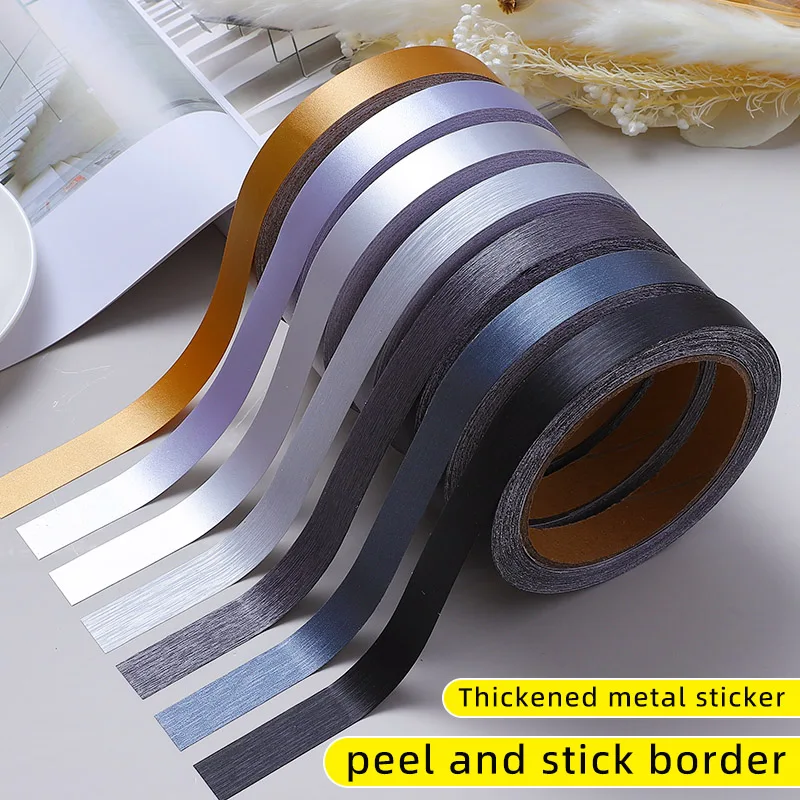 10 meters, brushed metal edge banding,Stainless steel window frame edge sticker,Thickened stickers,door, peel and stick border