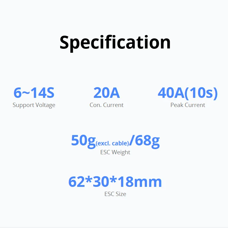T‑MOTOR V40A Brushless ESC 14S LiPo Fast Response Efficient Low Noise For Quadcopter Hexacopter VTOL Agricultural Multirotor UAV