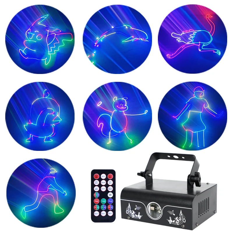 HCWE Full Color Animated Laser Light 256 Pattern Stage Light Voice Controlled Party Lights Applicable To KTV Outdoor Christmas