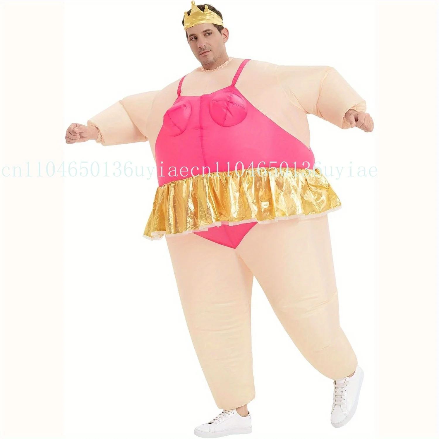 

Inflatable Ballet Dancer Costume Adult - Funny & Festive Pink & Golden Sequin Blow-Up Costume for Halloween, Ballet Costume