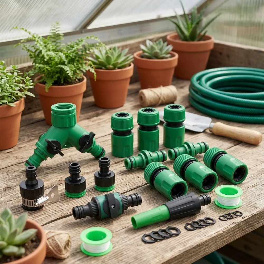 15Pcs ABS Quick‑Connect Garden Hose Fitting Kit, Fast Coupler Accessory For Outdoor Water Pipe And Tap Connection