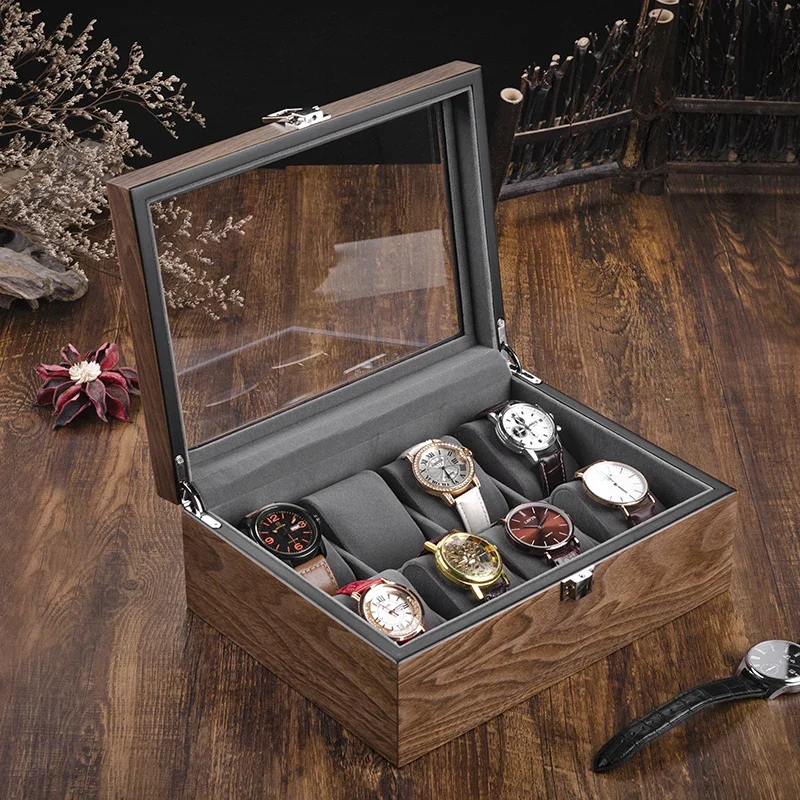 Black Walnut Watch Storage Box, Elegant Bracelet Display, High-End Organizer for Men and Women's Watches