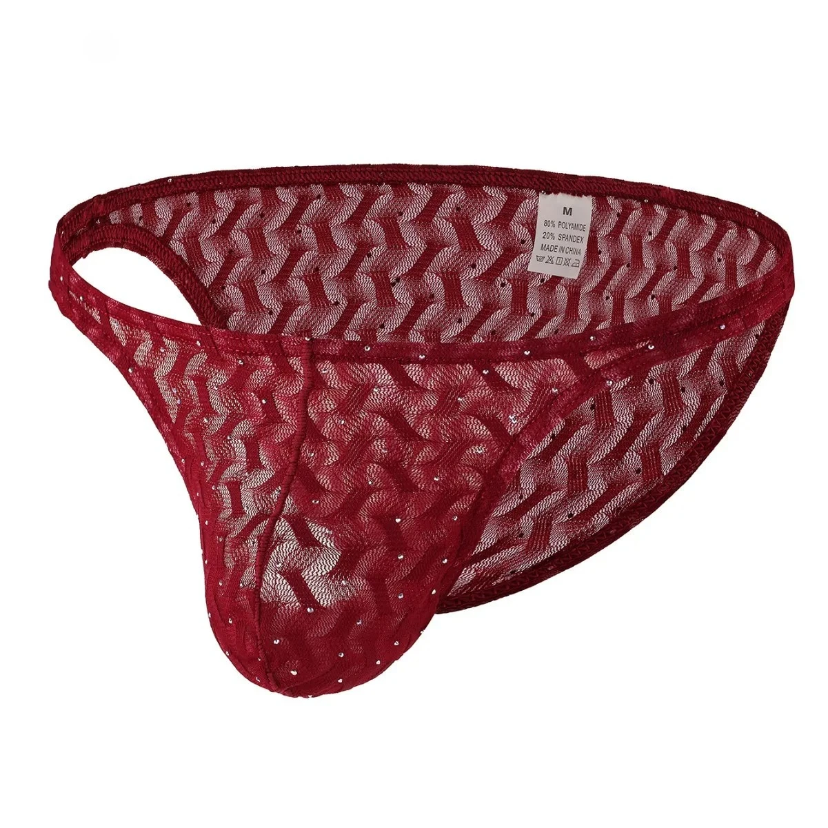 

Sheer Mesh Rhinestone briefs for men Sexy Low Rise U Pouch Sparkle Lace Underwear Breathable Quick-Dry gay Erotic Daily Knickers