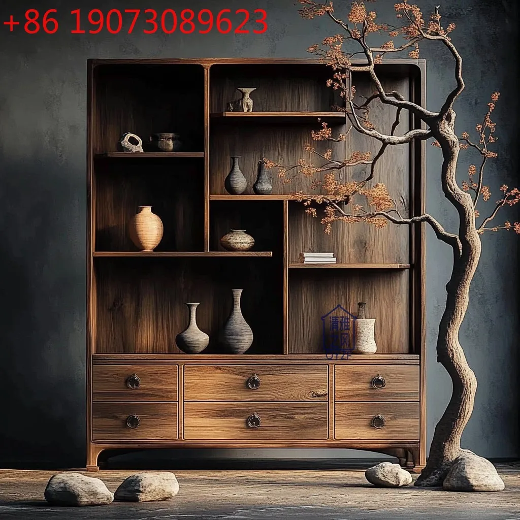 

Высококачественная ветрозащитная стойка ваби-саби, шкаф из цельного дерева, стойка для хранения богу, витрина