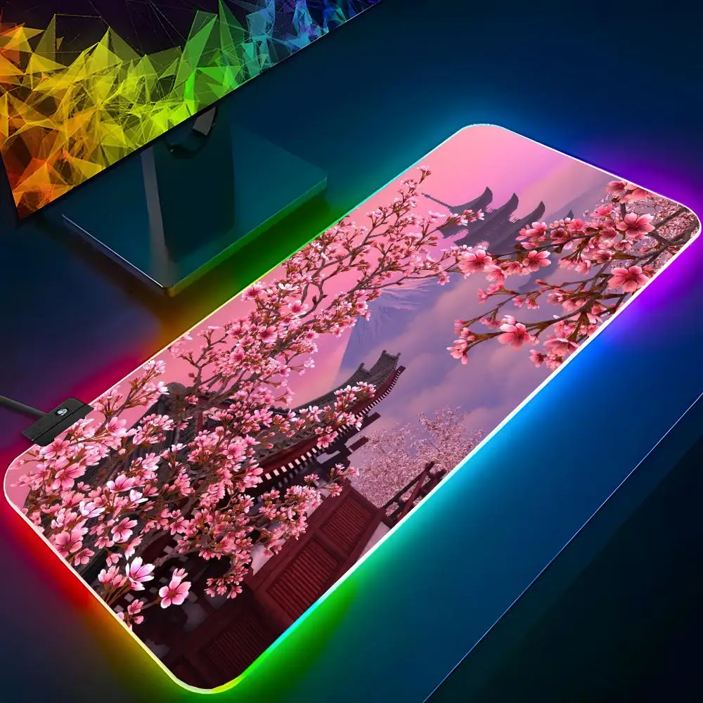 

Cherry Blossoms Mouse Pad RGB Backlit Mouse Pad Laptop Mouse Pad Laptop Gamer Computer Desk Gaming Accessories