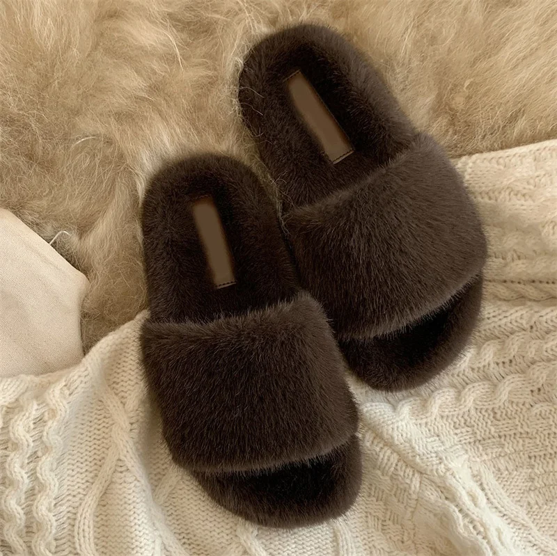 Woman Shoes Slippers Faux Fur Slides Woman Outdoor Slippers With Arch Support Mules Slipper Women Clops for Women Fuzzy Slippers