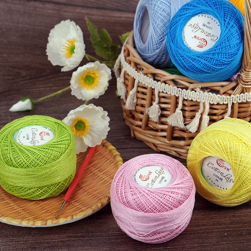 1Pc 45g Crocheting Lace yarn 100% cotton 8# Mercerization linen hand knitting yarn crochet table mat bag hat Embroidery thread