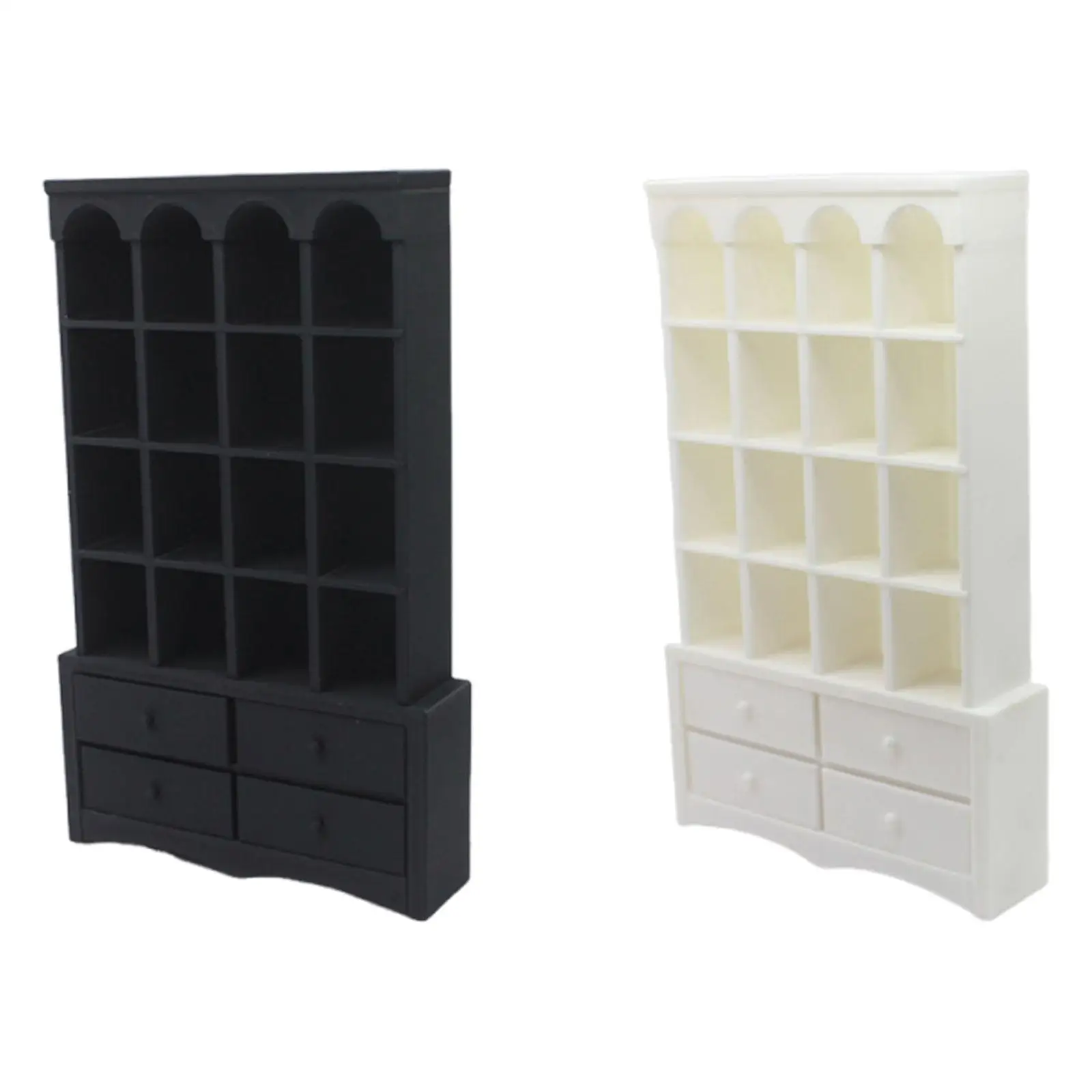 Dollhouse Book Shelf Mini Storage Hutch Decorative Collection Accessories Pretend Play Toy DIY Furniture Cupboard for 1:12