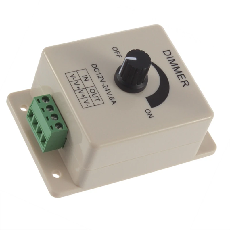 1PC Manuale PWM Dimmer Manopola Interruttore Regolabile Regolatore di Luminosità per Striscia LED Nastro DC 12V-24V 8A Corrente di Uscita